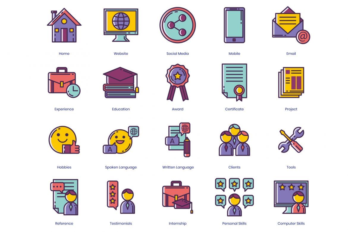50 Resume Icons | Lilac alternate