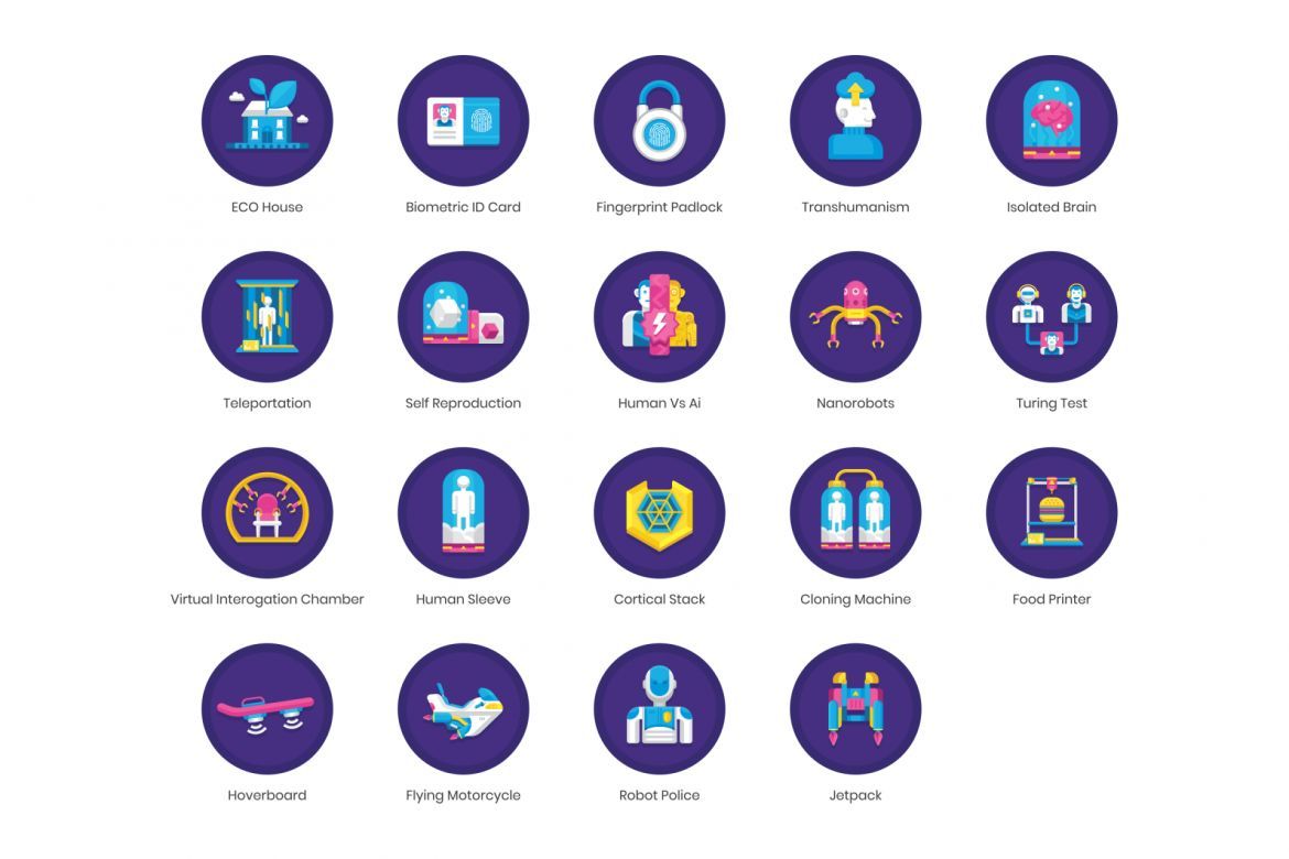 79 Futuristic Technology Icons | Orchid - view 5