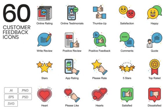 60 Customer Feedback Icons | Vivid