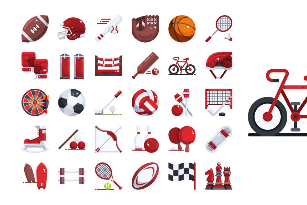 30 Sport Element Icons - Flat alternate