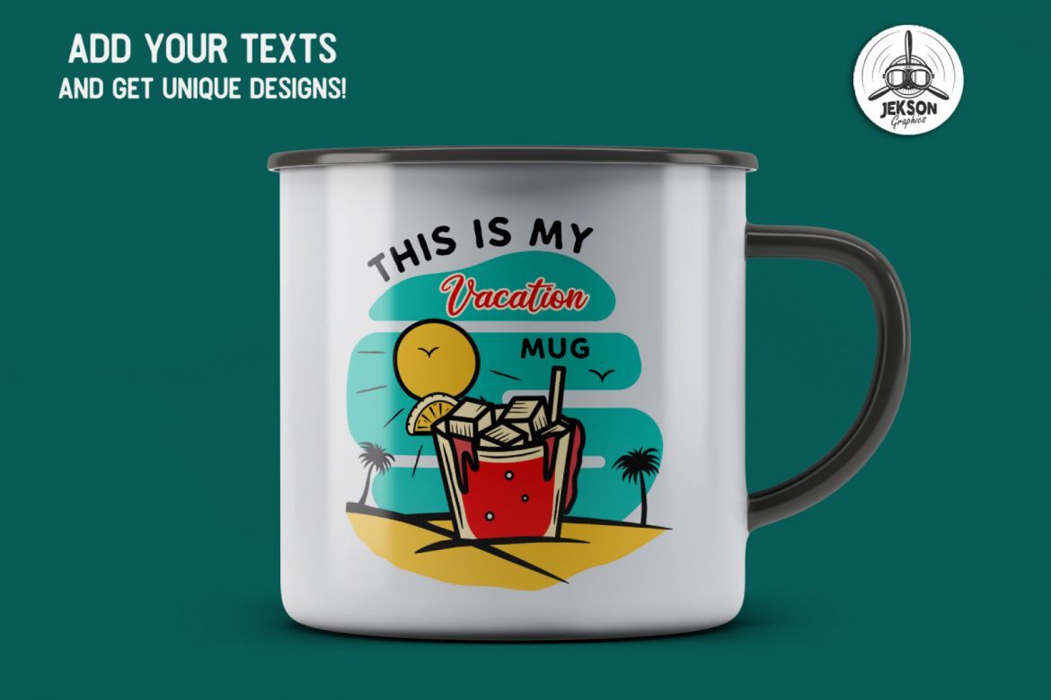 Summer Vacation T-Shirt Print Vector - Retro Logo - view 3