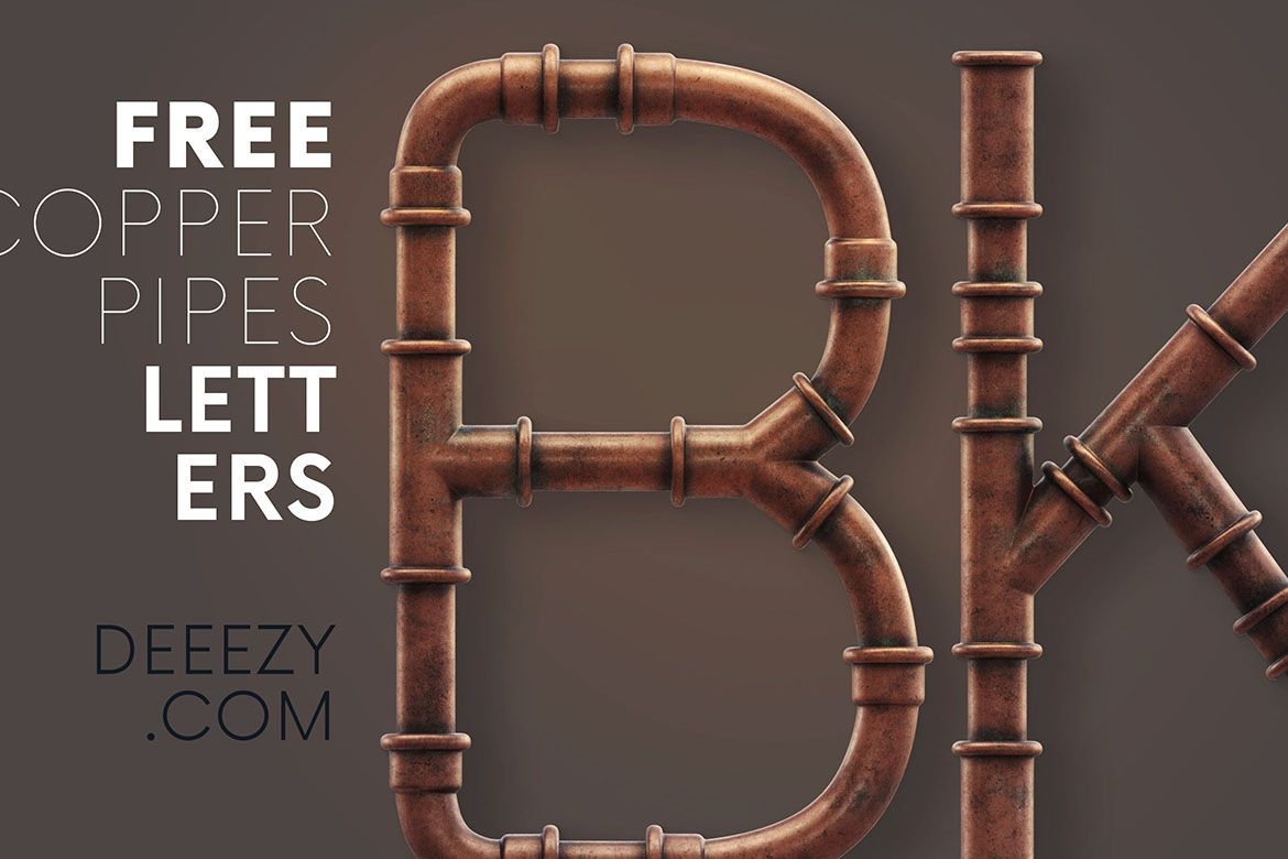 Free Copper Pipes 3D Lettering alternate