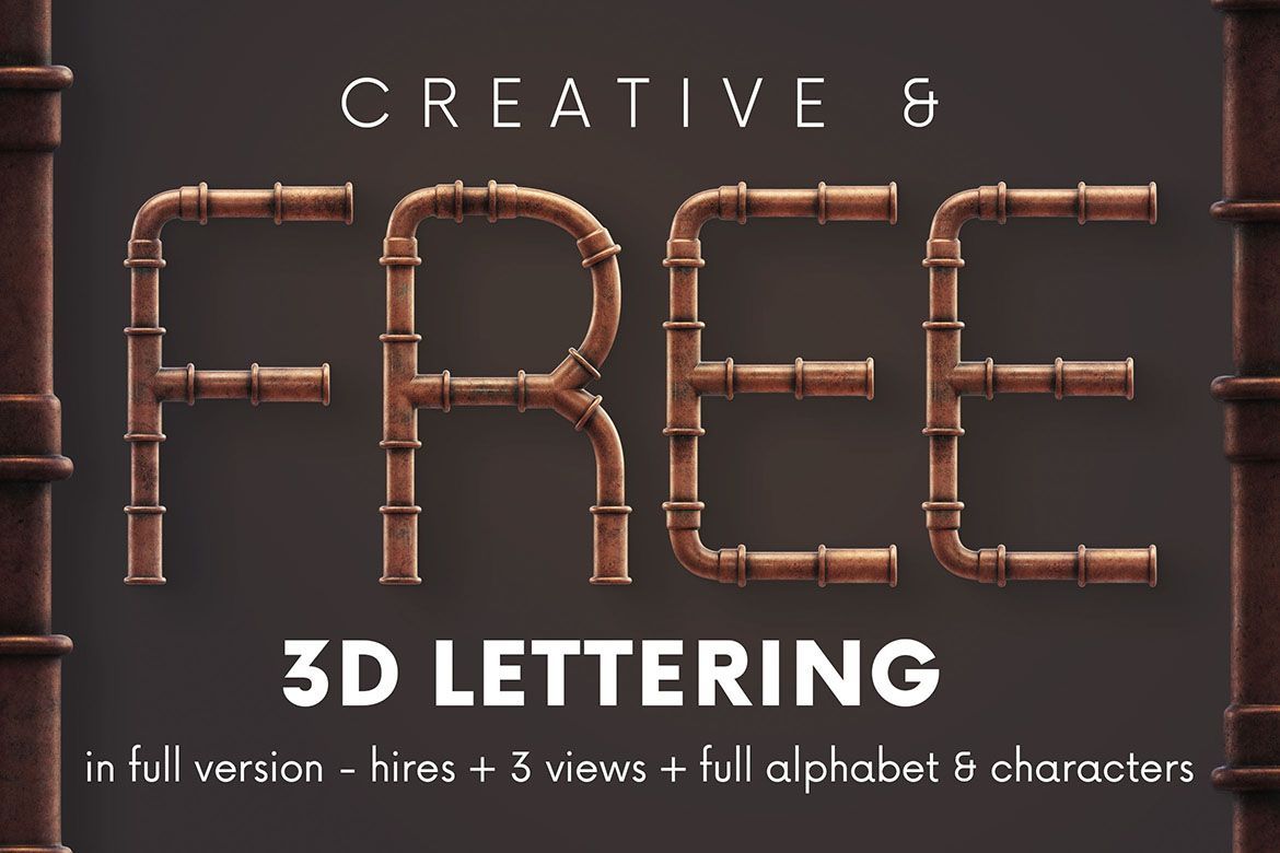 Free Copper Pipes 3D Lettering - view 4