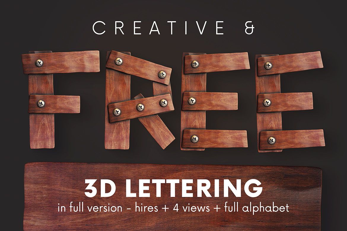 Free Wooden Planks 3D Lettering - view 4