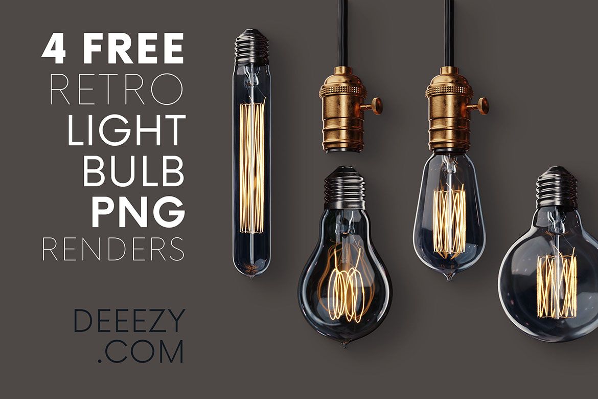 Free Retro Light Bulbs PNG Graphics alternate
