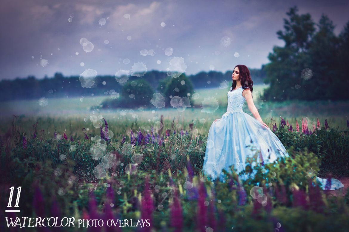 11 Watercolor Photo Overlays alternate
