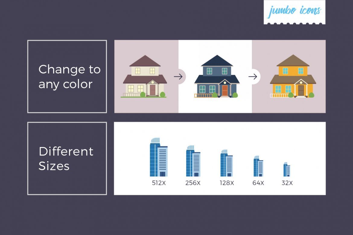 Buildings Vector Icons - view 3