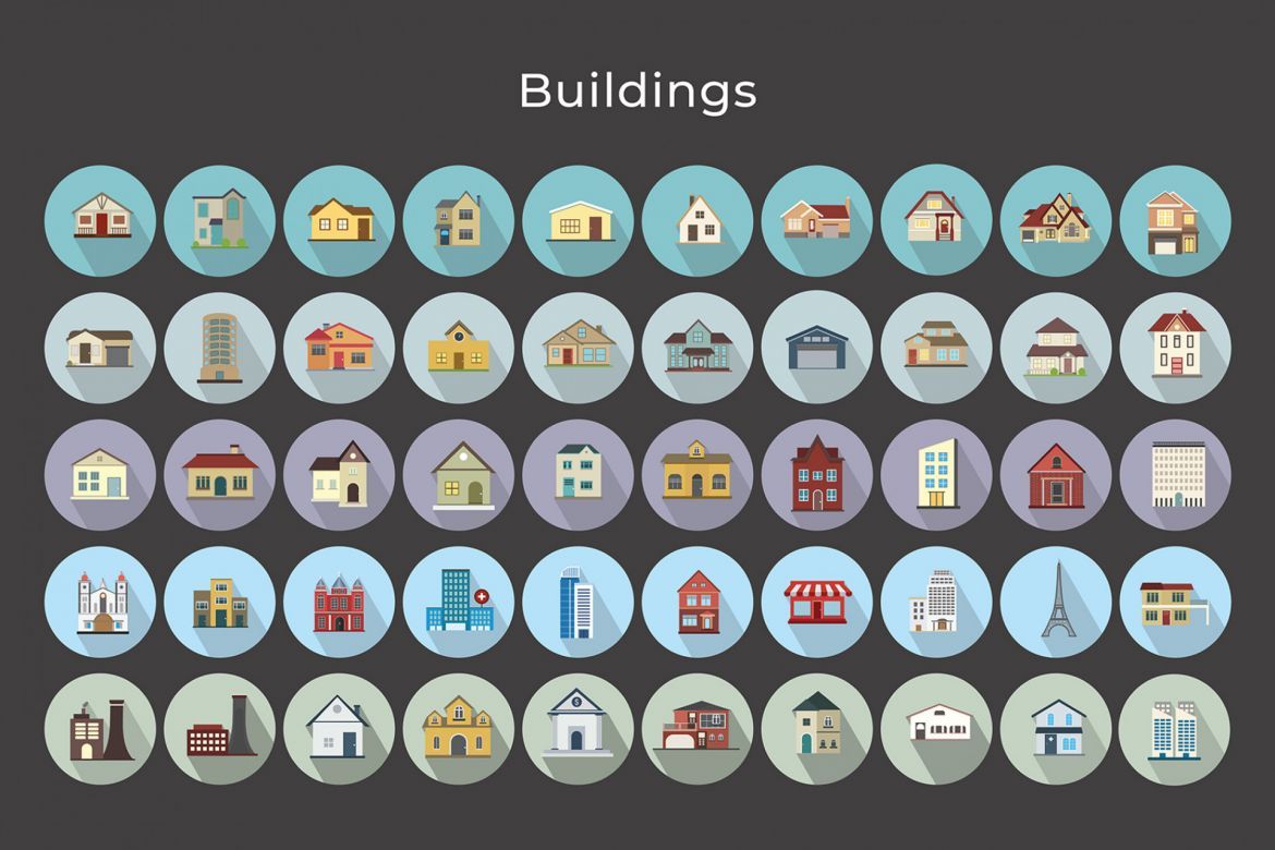 Buildings Vector Icons - view 5