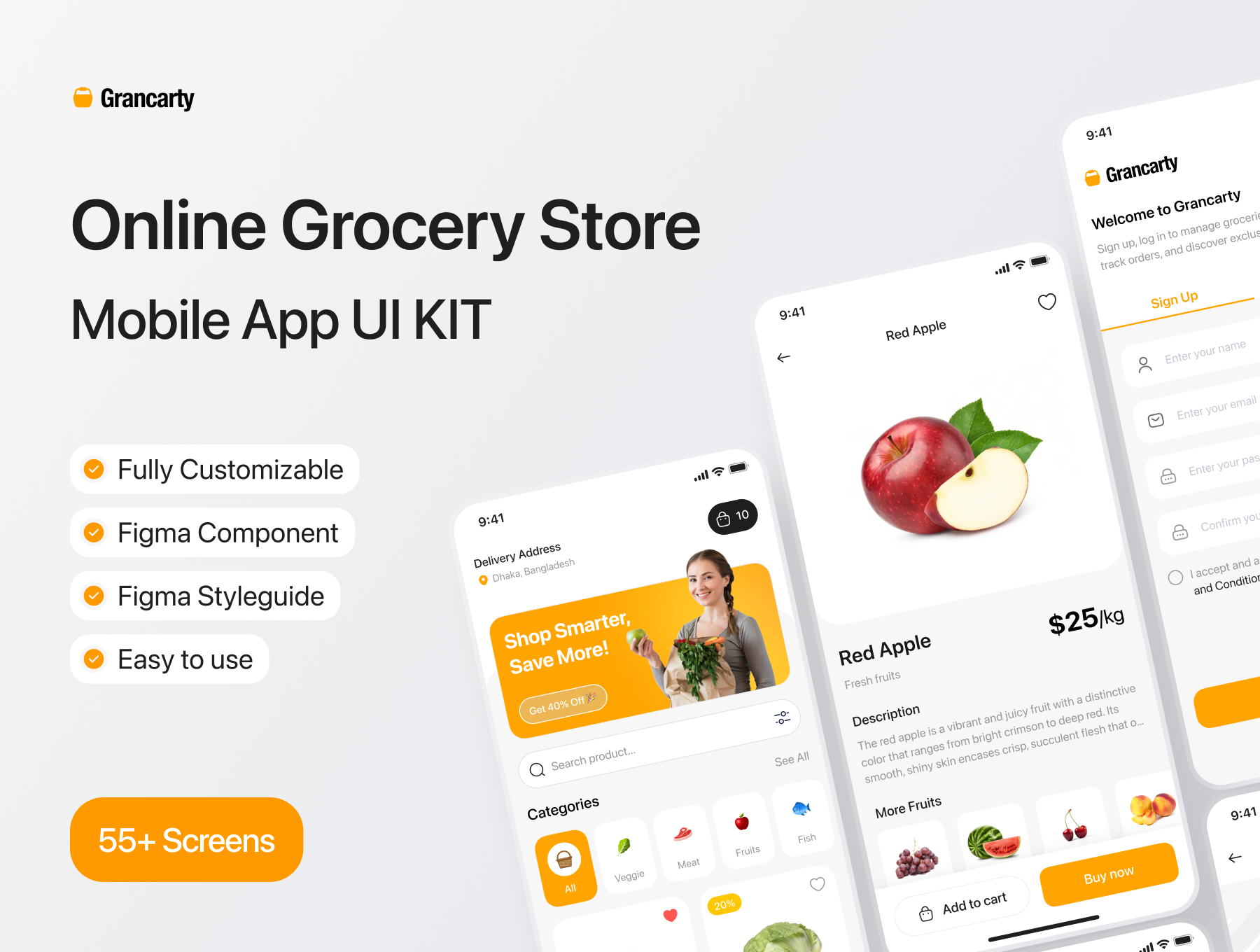 Grancarty - Grocery Store Mobile App UI Kit