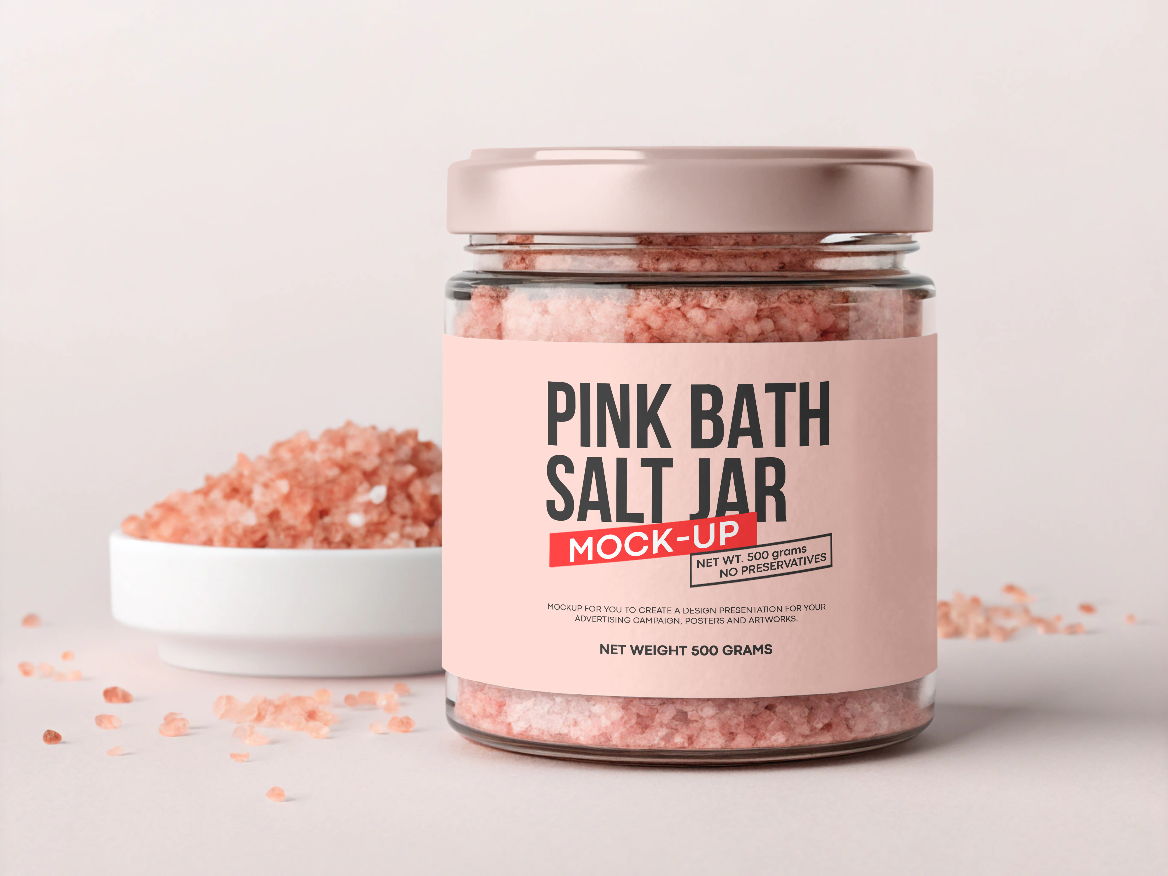 Pink Bath Salt Jar Mockup