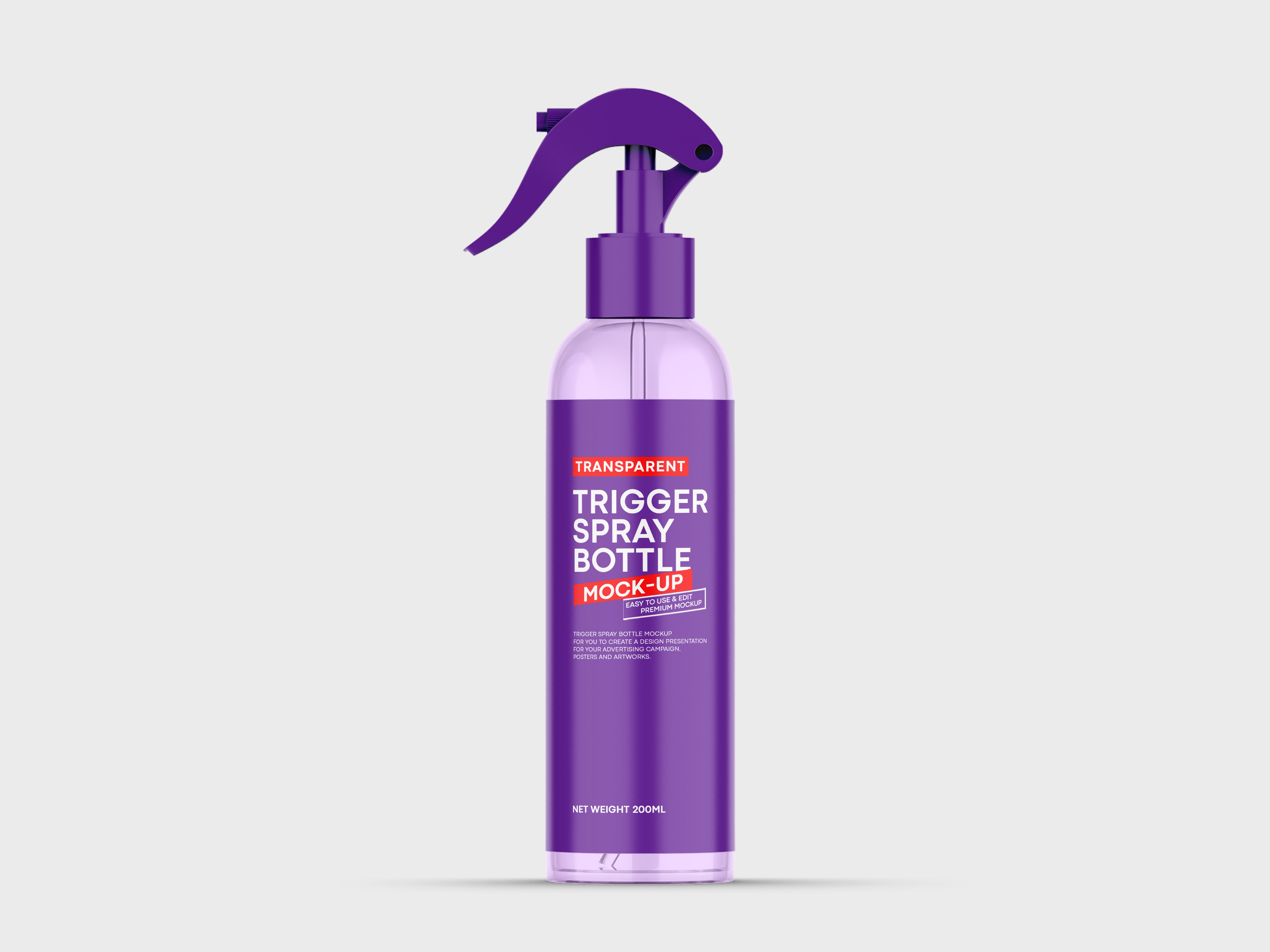 Transparent Trigger Spray Bottle Mockup