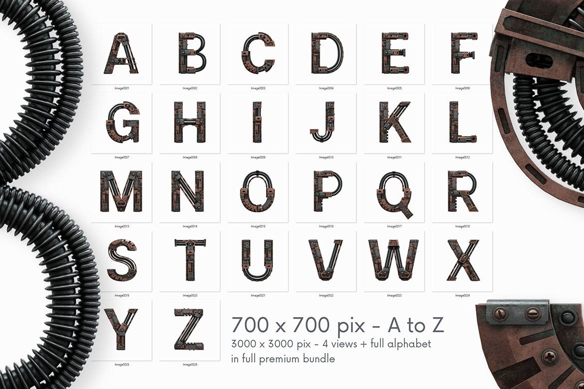 Free Steampunk 3D Lettering - view 3