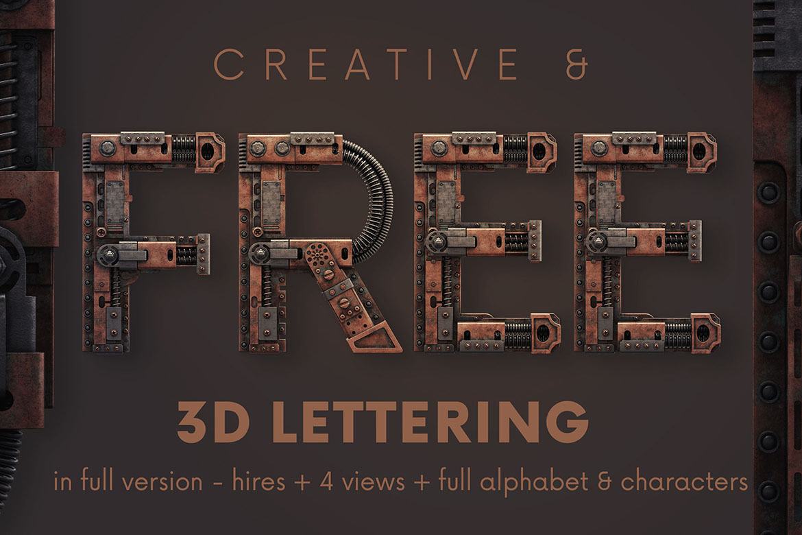 Free Steampunk 3D Lettering - view 4