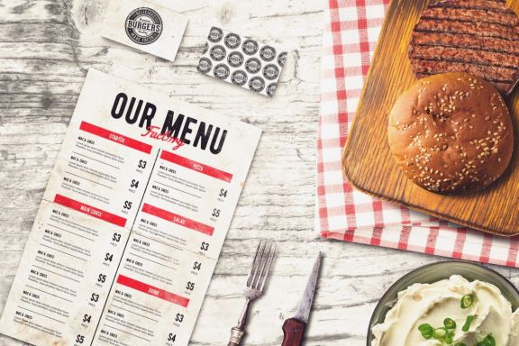 Burger Bar Menu & B-card Mock-up #1