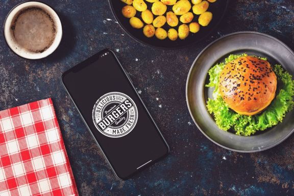 Iphone X Burger Bar Mock-up #2