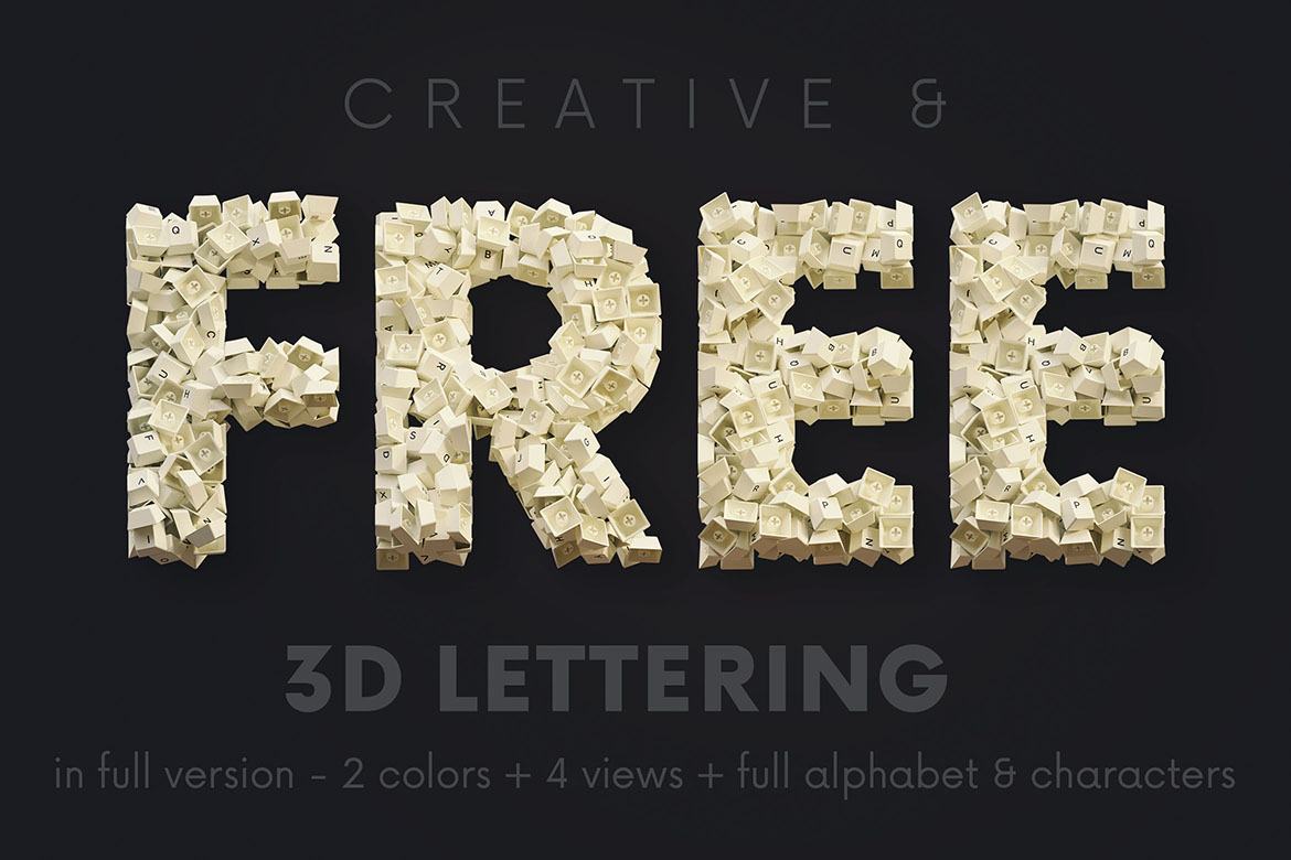 FREE White Keyboard 3D Lettering - view 4