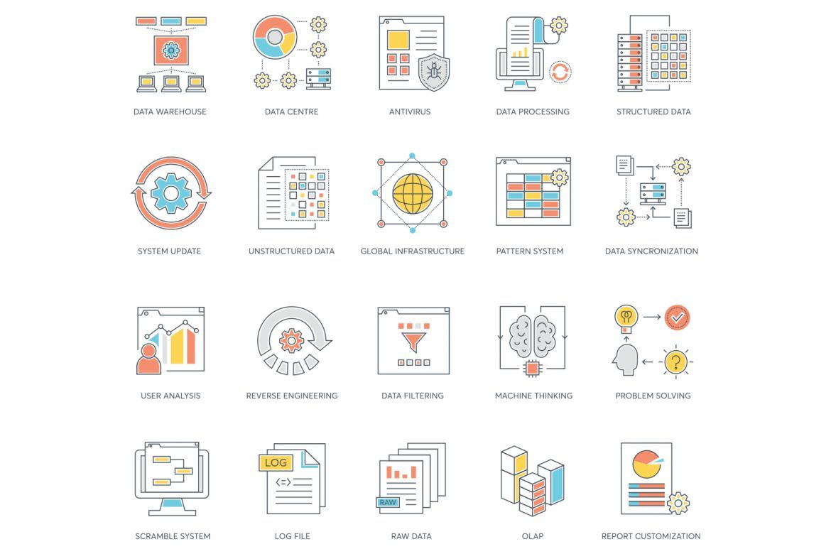 73 Data Analytics Icons | Color Line alternate