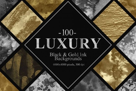 100 Luxury Black&Gold Ink Textures