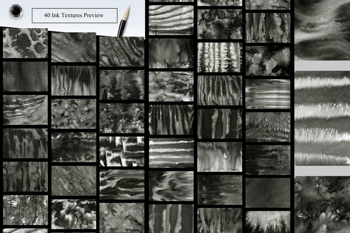 40 Black Ink Textures alternate