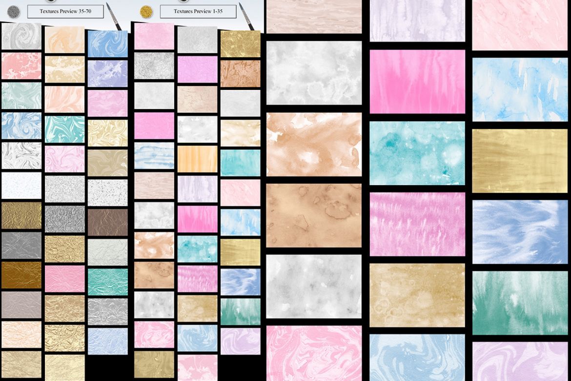 70 Watercolor, Gold, Marble Textures - view 3