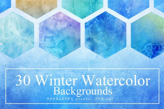 30 Winter Watercolor Backgrounds