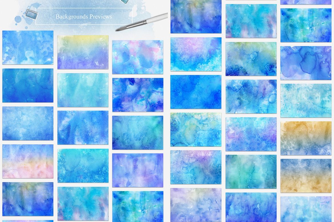 30 Winter Watercolor Backgrounds - view 3