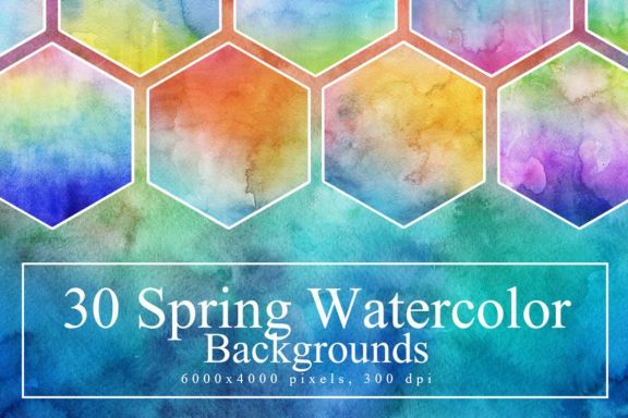 30 Spring Watercolor Backgrounds