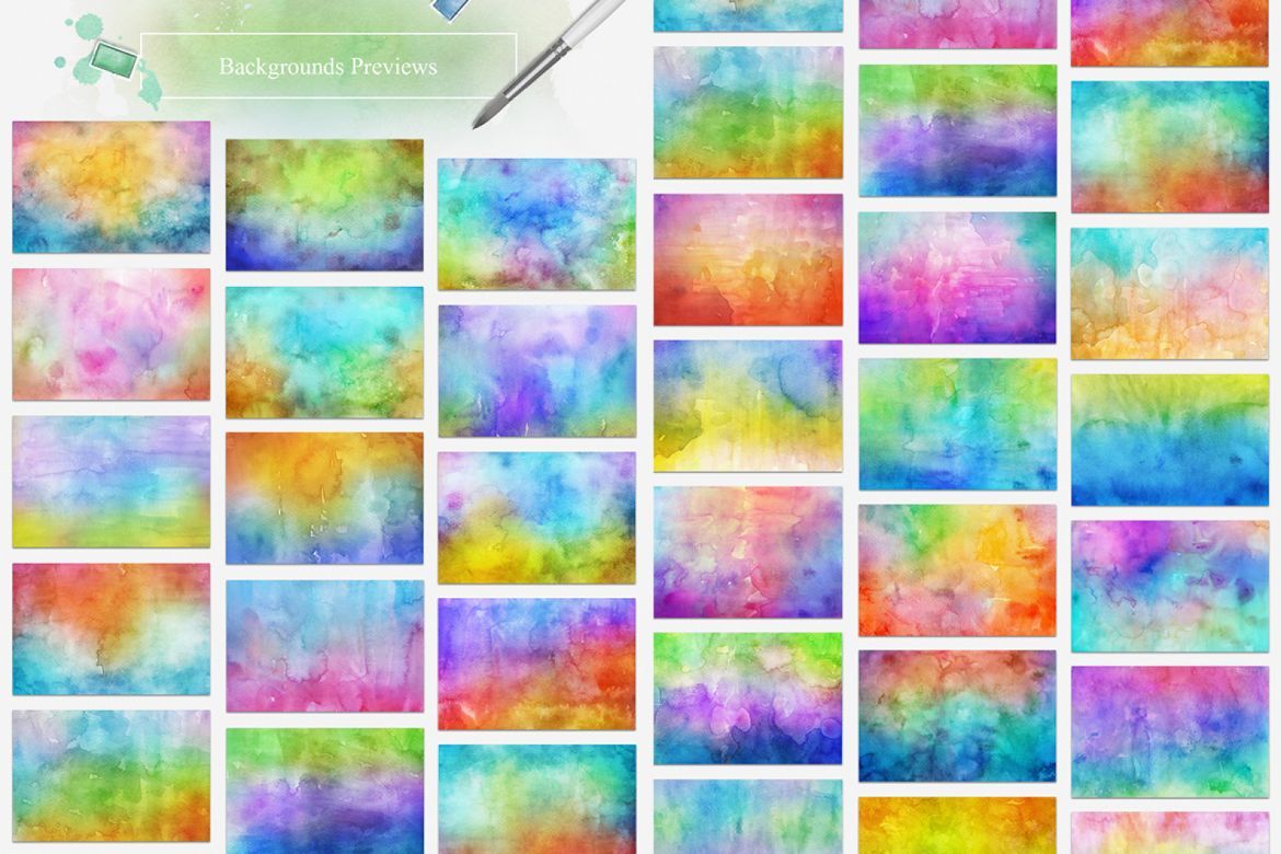 30 Spring Watercolor Backgrounds alternate