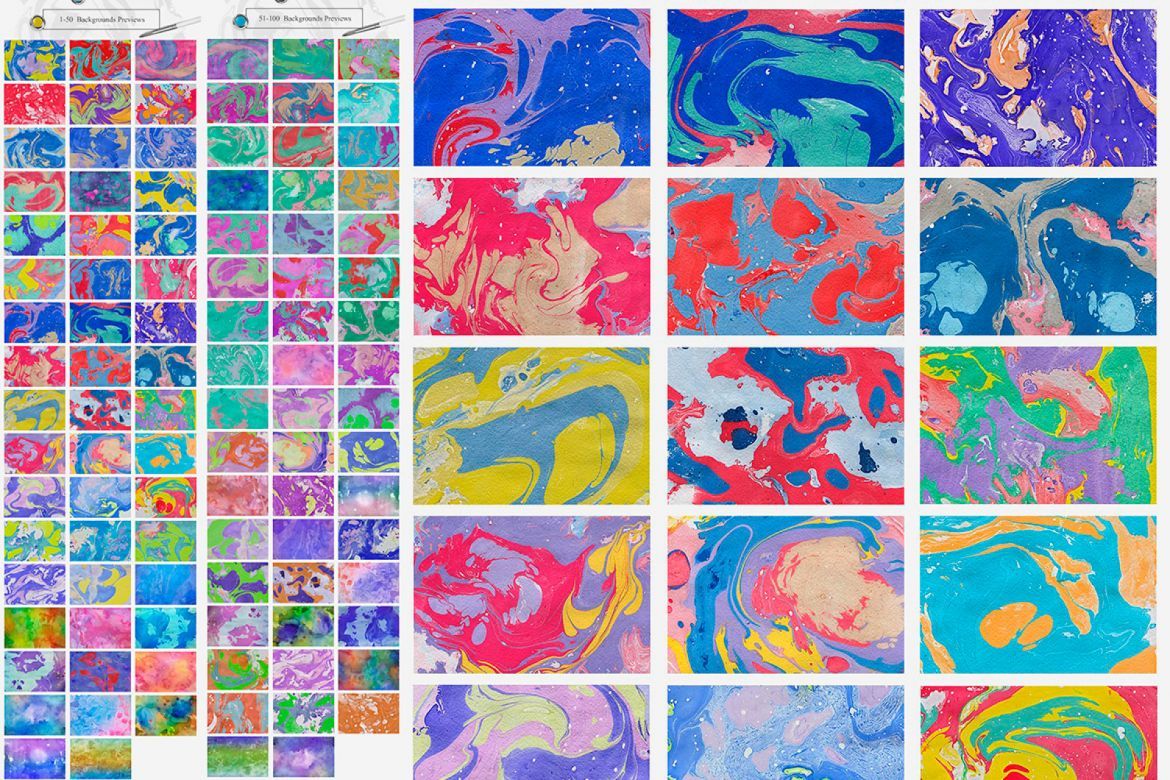 Bright Marble&Watercolor Backgrounds - view 2