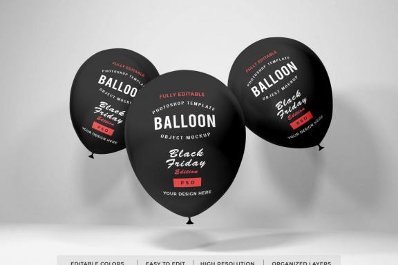 Free Party Balloon Photoshop Mockup