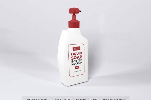 Free Liquid Soap Bottle Packaging Mockup