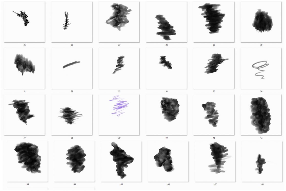 50+ HI-RES WATERCOLOR PHOTOSHOP BRUSHES - view 2