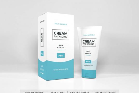 Free Cosmetic Cream Packaging Mockup Template