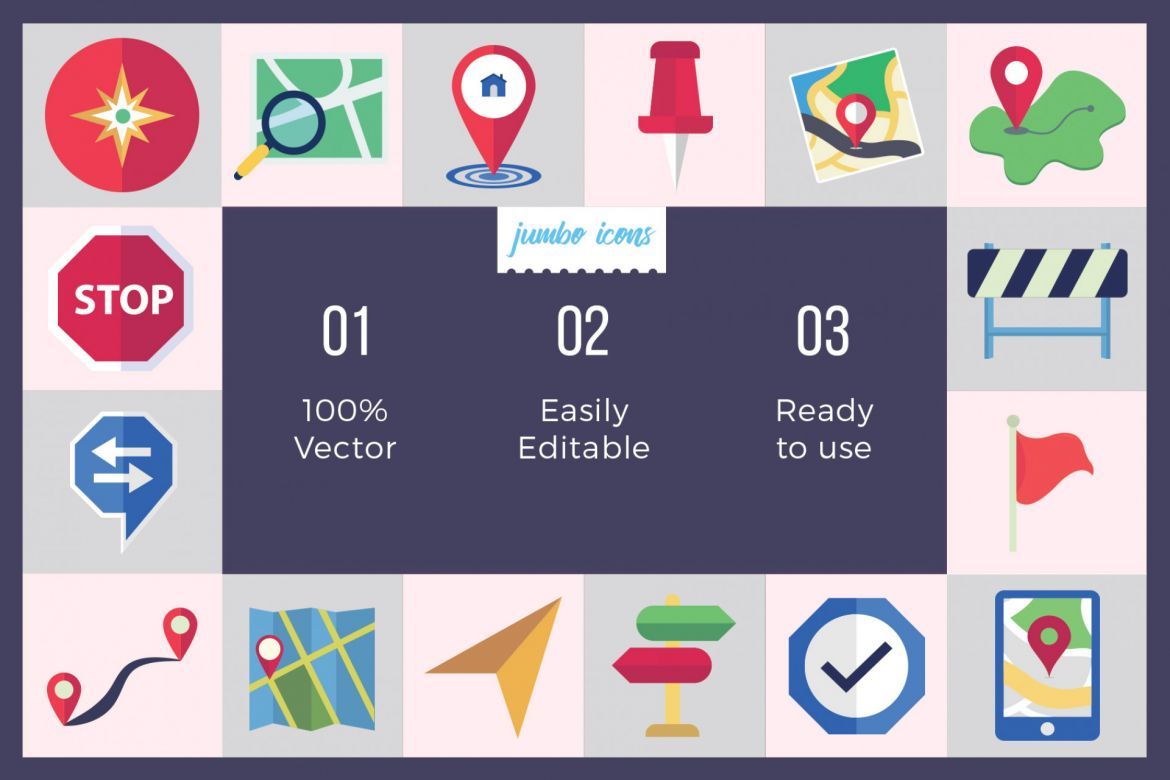 Maps / Navigation Vector Icons alternate