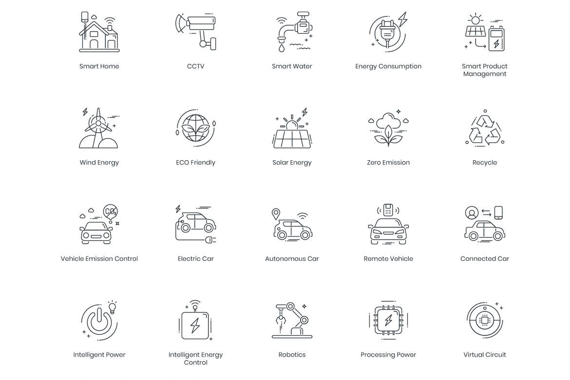 88 Smart Technology Line Icons alternate