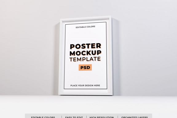 Free Poster on Wall Mockup Template