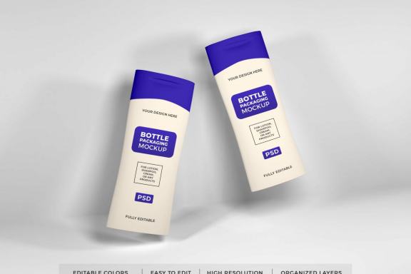 Free Lotion Cream and Shampoo Bottle Mockup