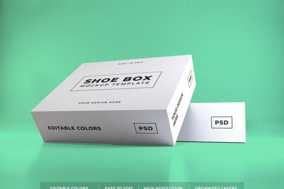 Free Shoe Box Packaging Mockup