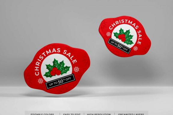 Free Sticker Label Badge Mockup Template