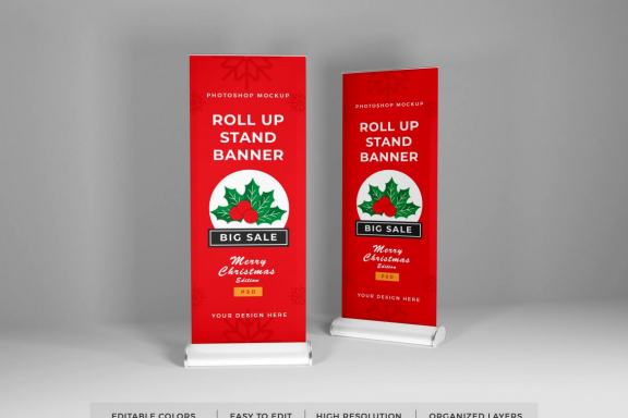 Free Roll Up Banner Mockup Template