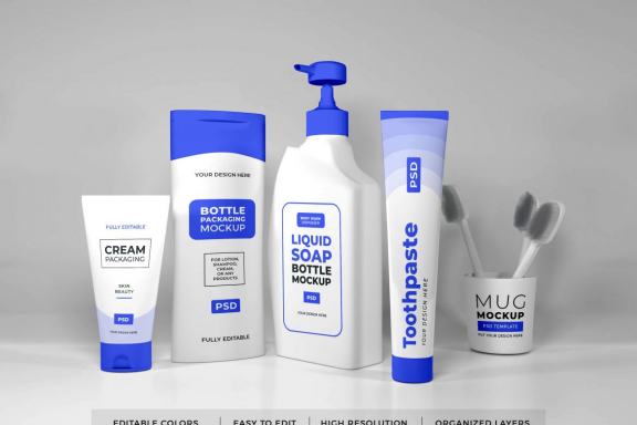 Free Bath Kit Mockup Template