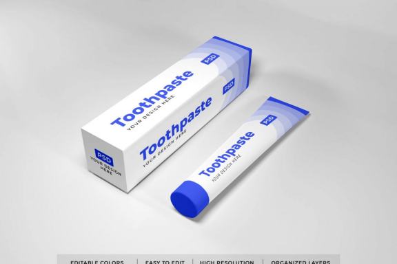 Free Toothpaste Packaging Mockup Template