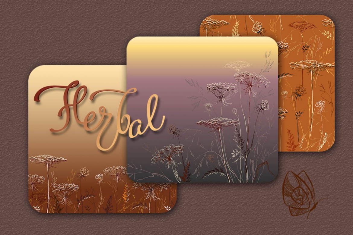 Autumn herbs sketch set #2 alternate