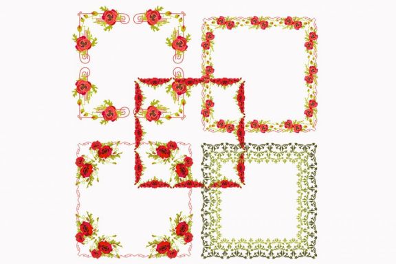 Poppy Flowers Frames Set # 1