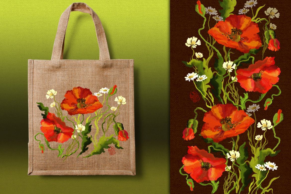 Oil painting Poppy Field - view 3