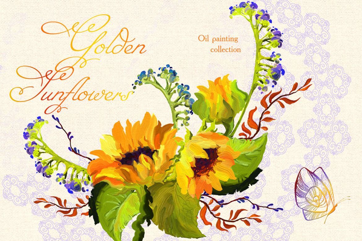 Golden Sunflower Oil Painting - view 4