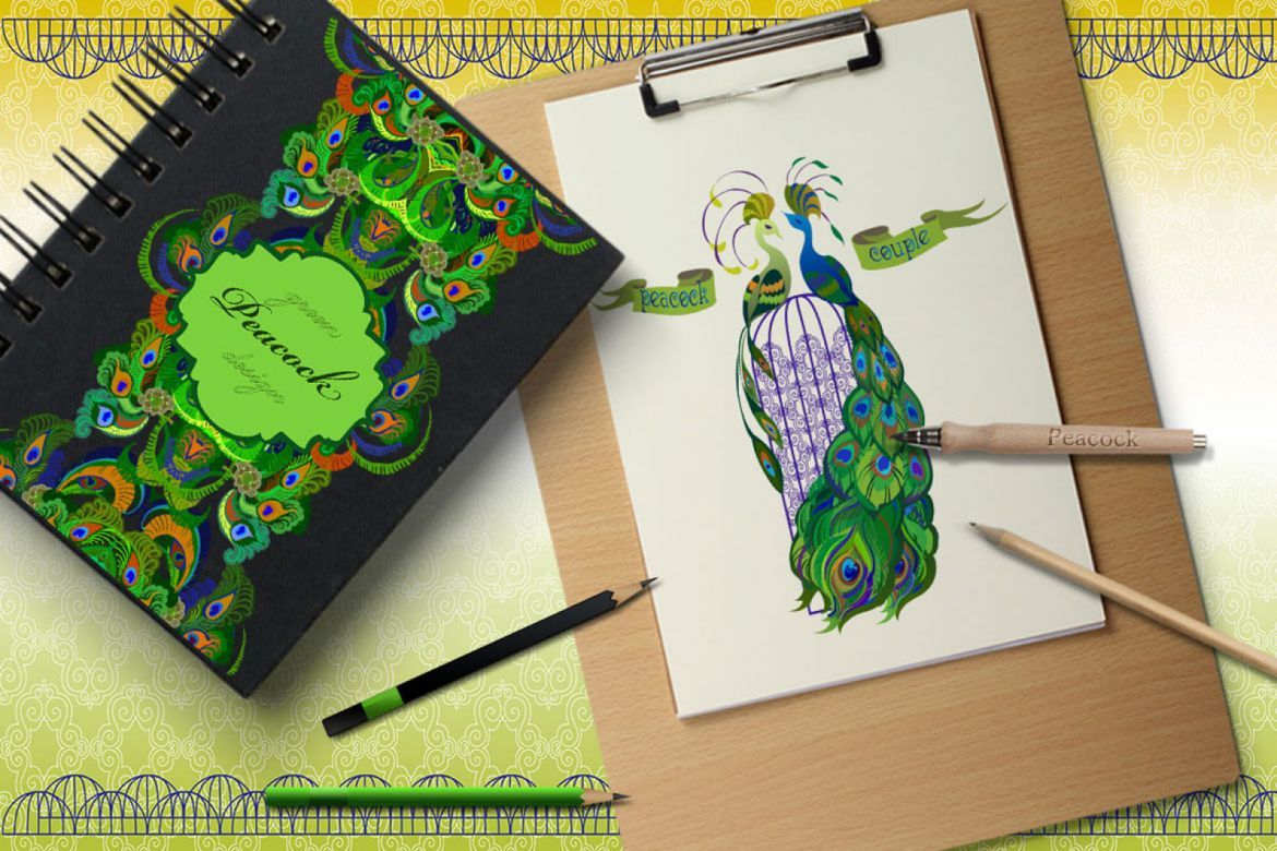 Fantastic Peacock Illustrations alternate