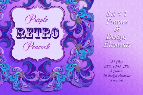 Retro Peacock Feathers Set vol # 1