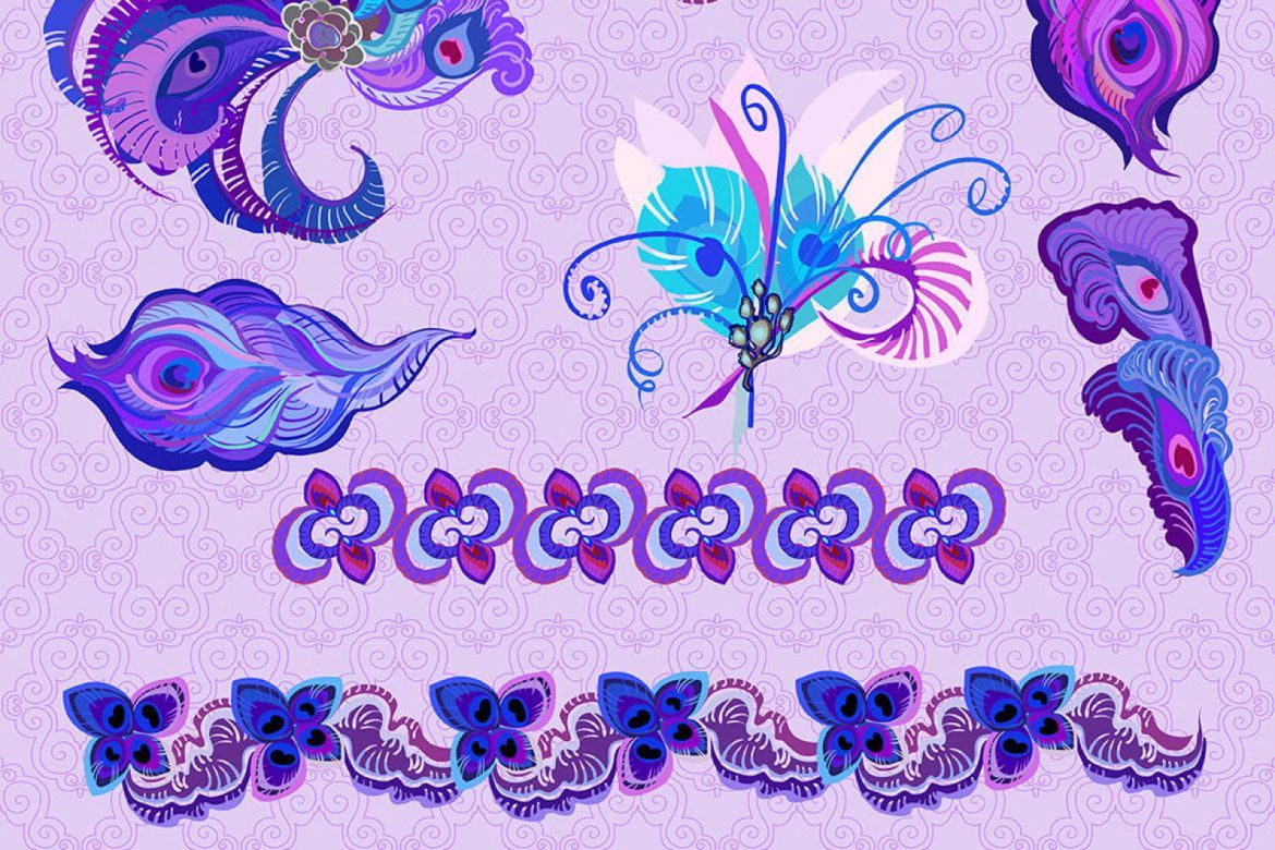 Retro Peacock Feathers Set vol # 1 - view 8