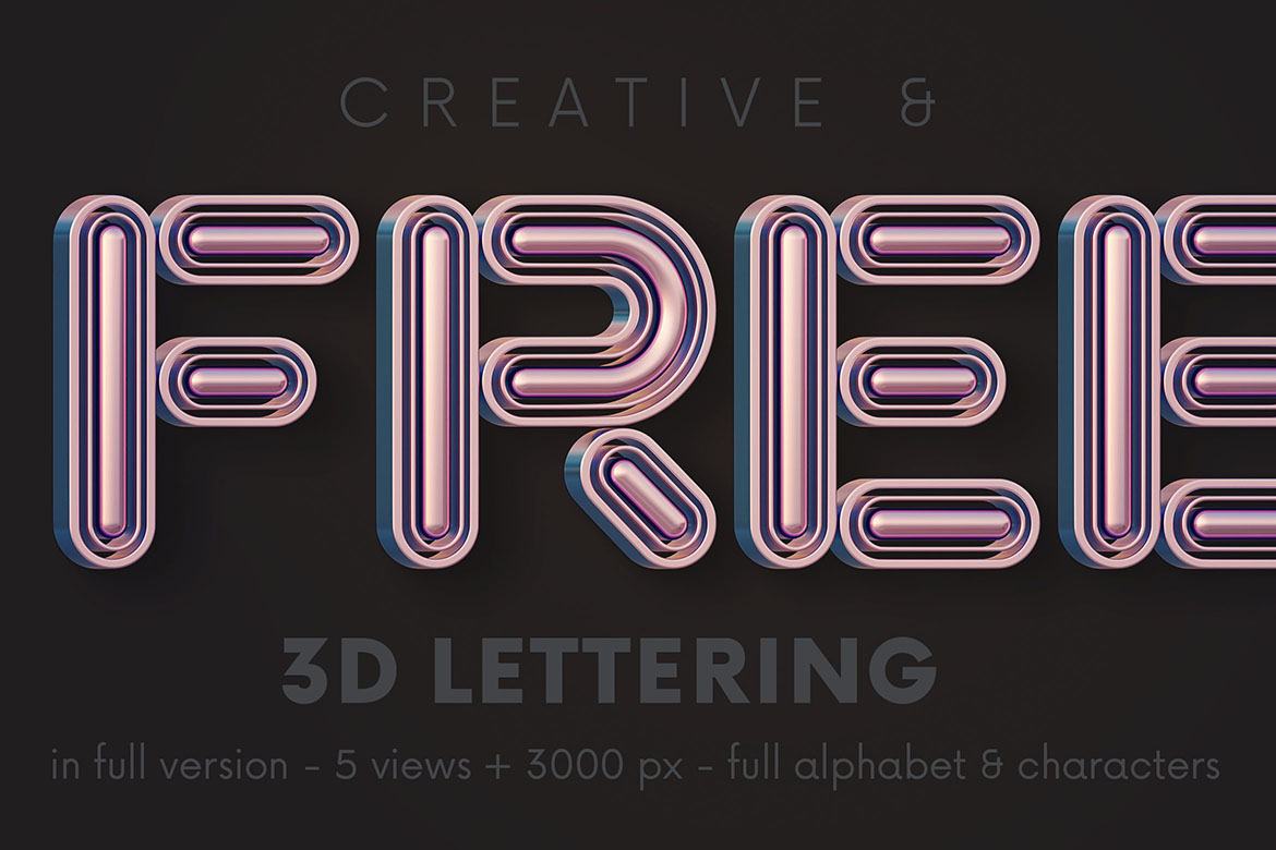 Modern Metalic - Free 3D Lettering - view 3